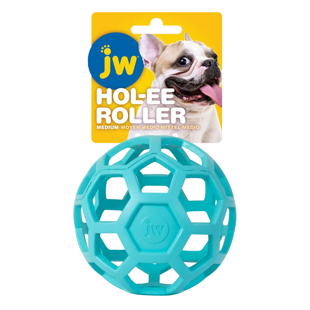 Minge pentru câini din cauciuc natural, pentru recompense, 11,5 cm, Albastru deschis – JW Hol-ee Roller - imagine 1