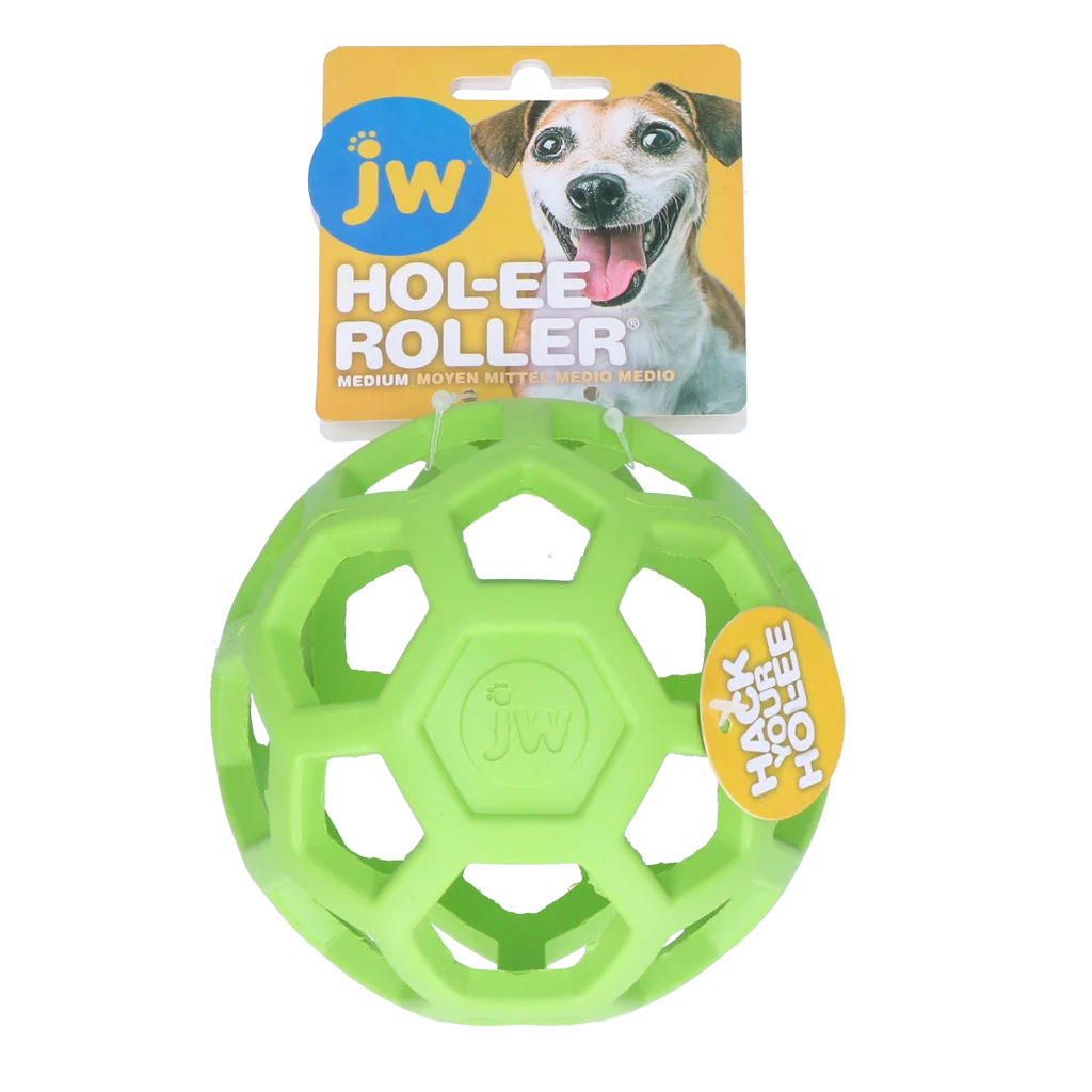 Minge pentru câini din cauciuc natural, pentru recompense, 11,5 cm, Verde – JW Hol-ee Roller - imagine 1