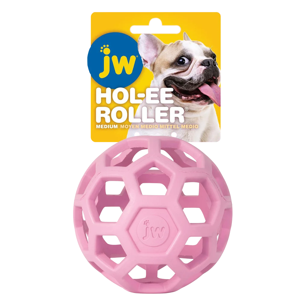 Minge pentru câini din cauciuc natural, pentru recompense, 11,5 cm, roz – JW Hol-ee Roller - imagine 1