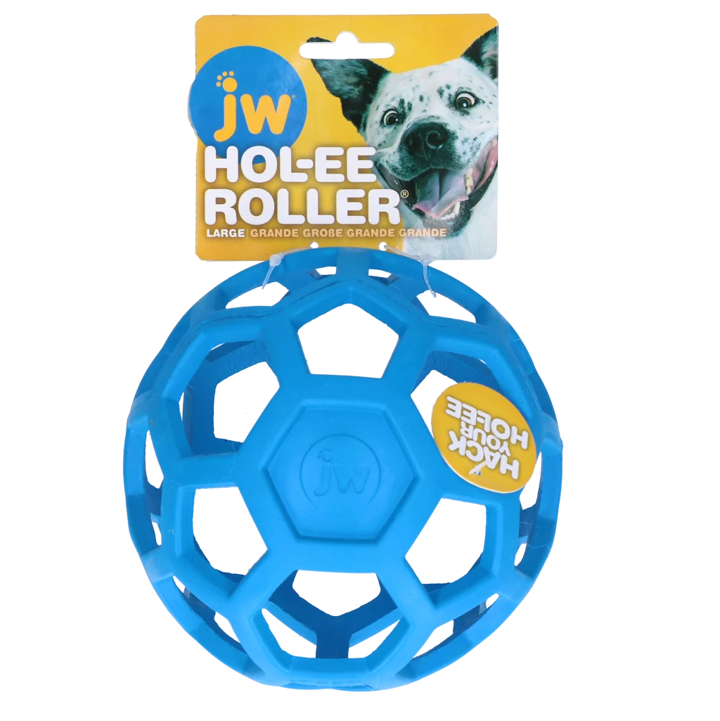JWHO006B.png Minge pentru câini din cauciuc natural, pentru recompense, 15 cm, albastră – JW Hol-ee Roller - imagine 1