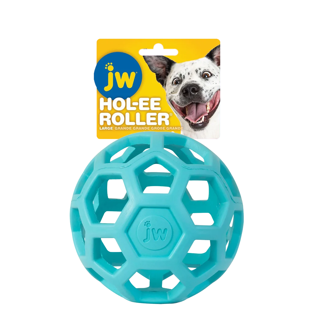 Minge pentru câini din cauciuc natural, pentru recompense, 15 cm, Albastru deschis – JW Hol-ee Roller - imagine 1