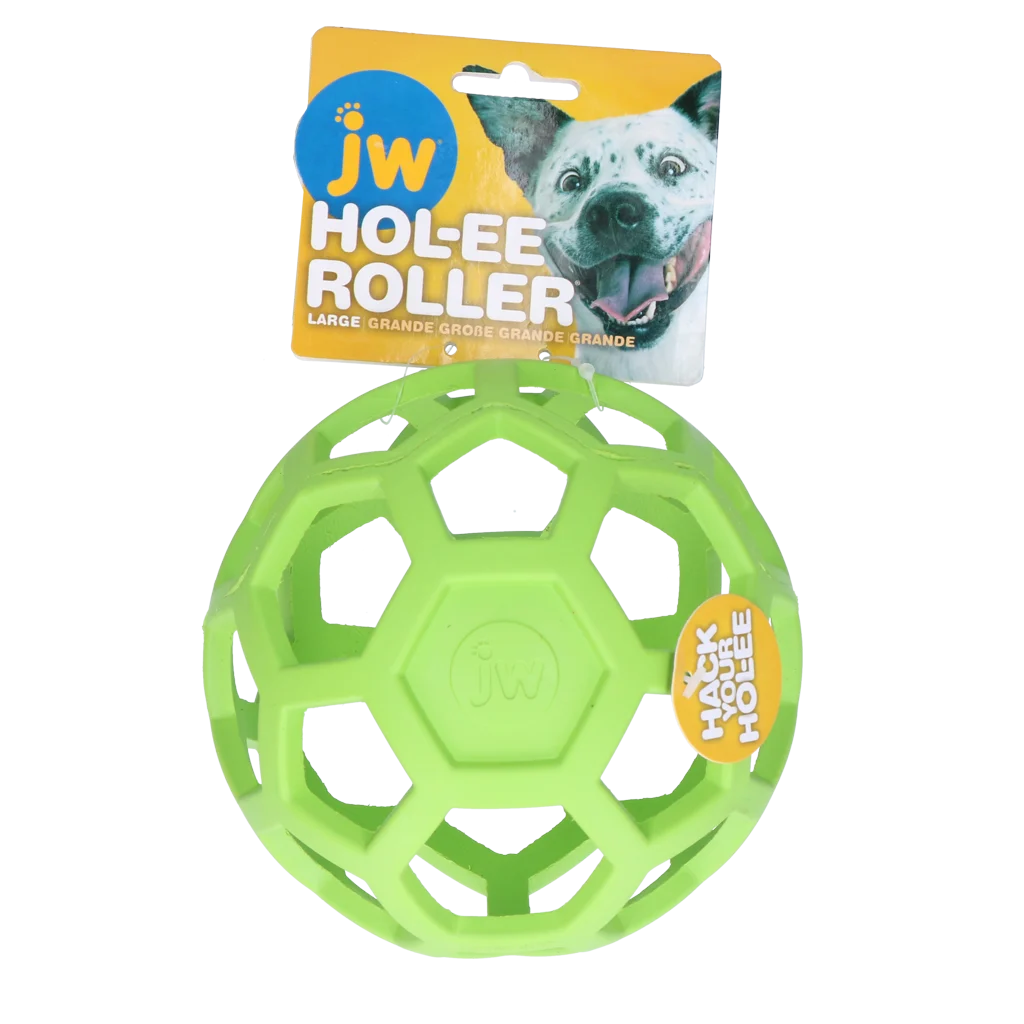 Minge pentru câini din cauciuc natural, pentru recompense, 15 cm, verde – JW Hol-ee Roller - imagine 1