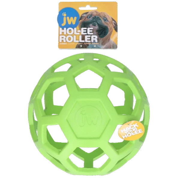 Minge pentru câini din cauciuc natural, pentru recompense, Jumbo, 19 cm, verde – JW Hol-ee Roller