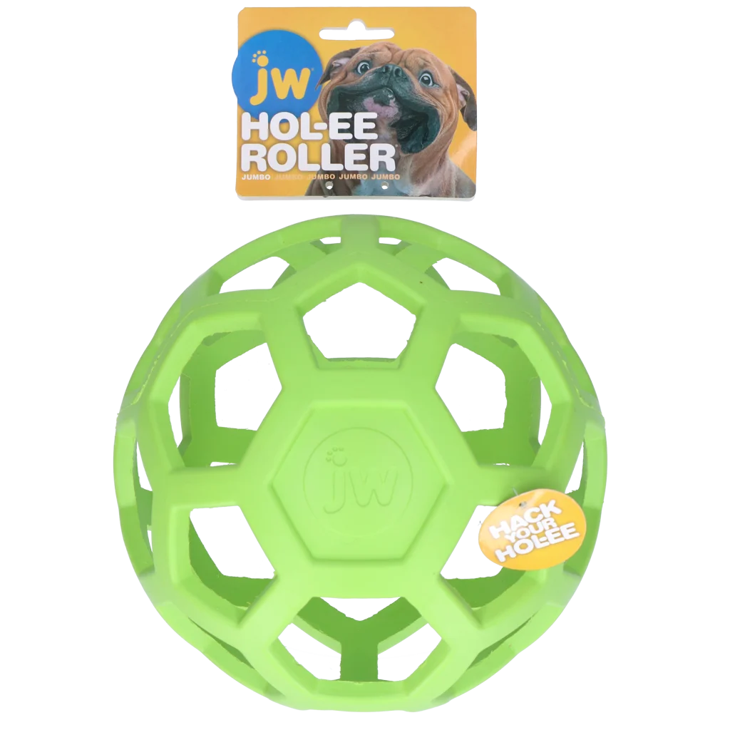 Minge pentru câini din cauciuc natural, pentru recompense, Jumbo, 19 cm, verde – JW Hol-ee Roller - imagine 1