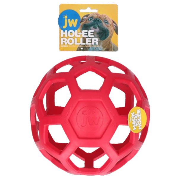 Minge pentru câini din cauciuc natural, pentru recompense, 19 cm, roșie – JW Hol-ee Roller