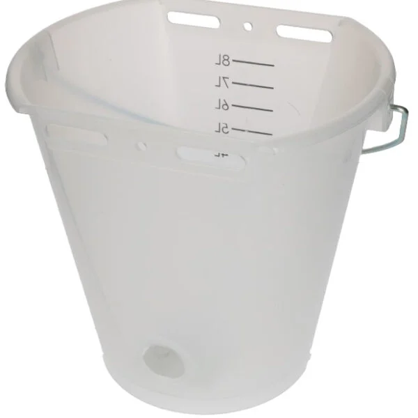 Găleată transparentă albă pentru viței, cu gradație, 8 l