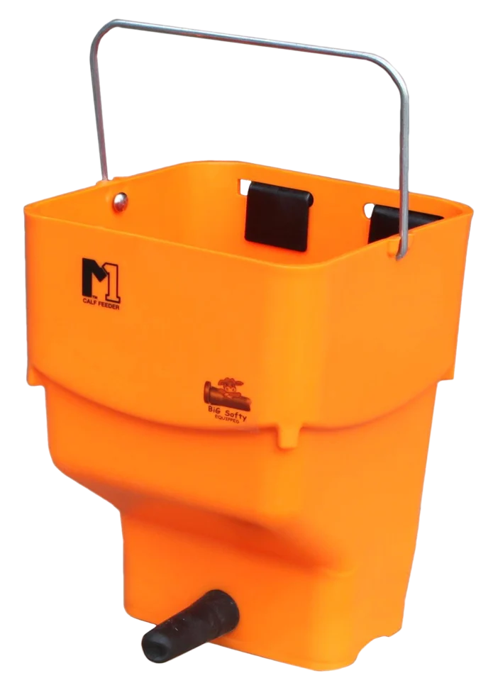 Găleată portocalie de adăpare pentru viței, cu cârlige de agățare, 5 l – Shoof Kalf Feeder M1 Rail-Hang - imagine 2