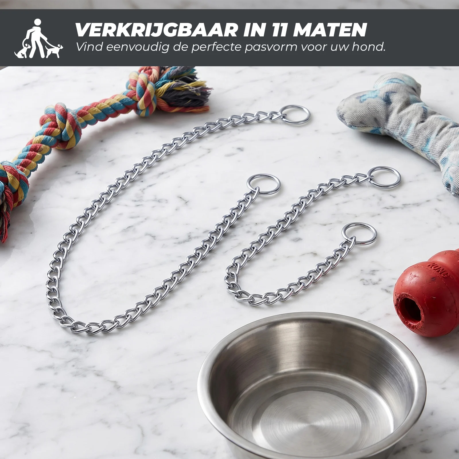 Lanț de dresaj pentru câini, cromat, 55 cm x 3 mm – Hofman Animal Care - imagine 4