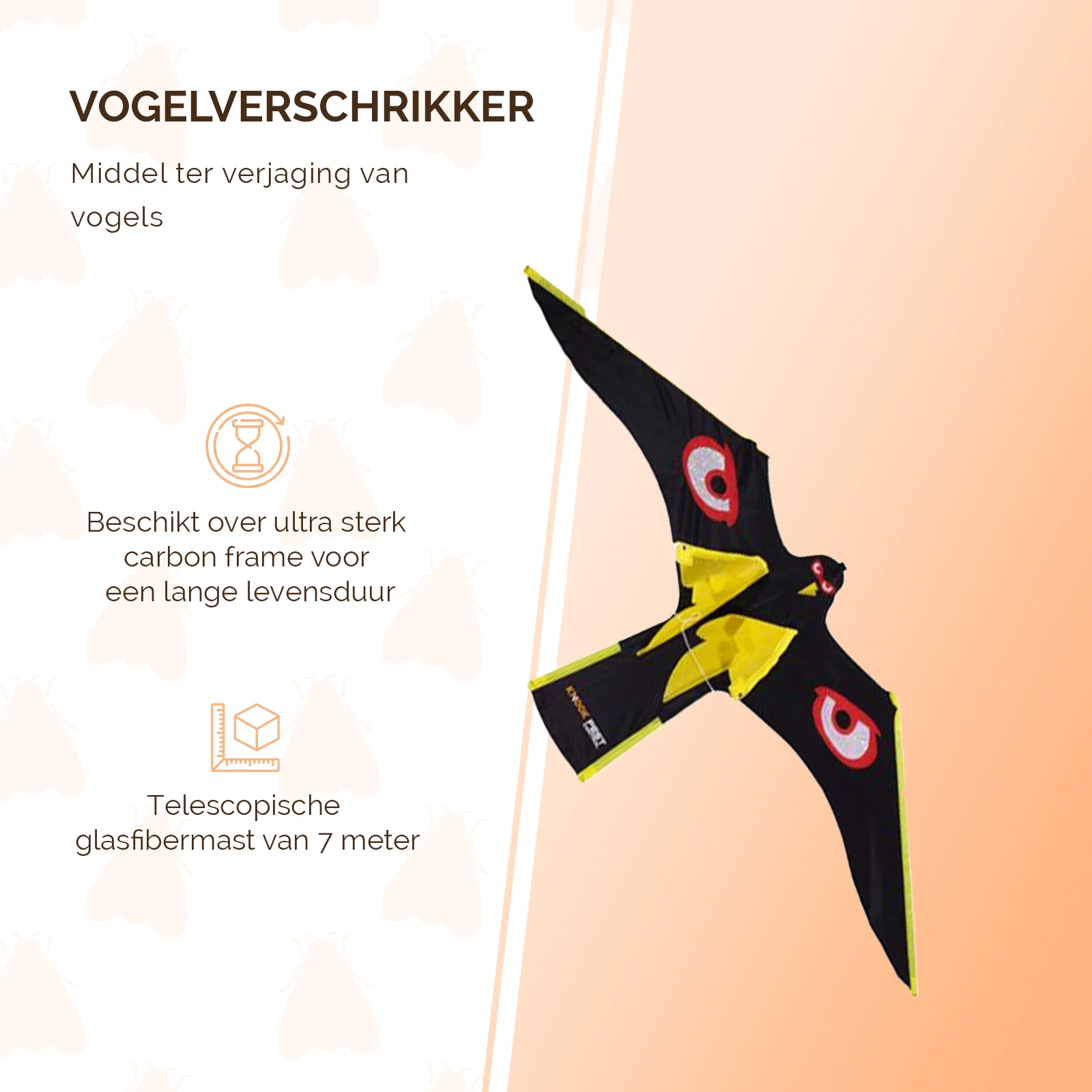 Zmeu pentru îndepărtarea păsărilor cu catarg din fibră de sticlă de 7 m – Knock Pest Bird Bouncer - imagine 2