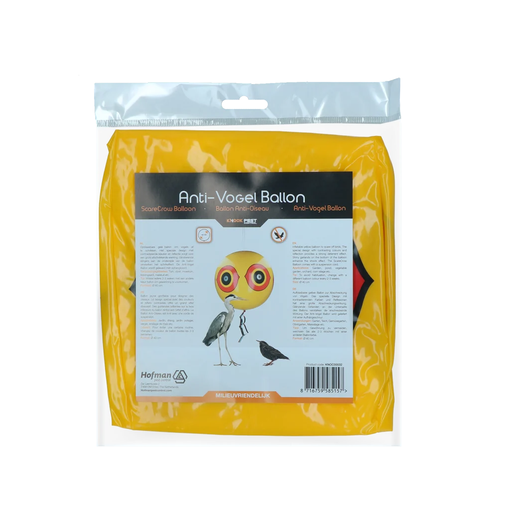 Balon de speriat păsările, cu șnur de agățare, galben, Ø 40 cm – Knock Pest - imagine 2