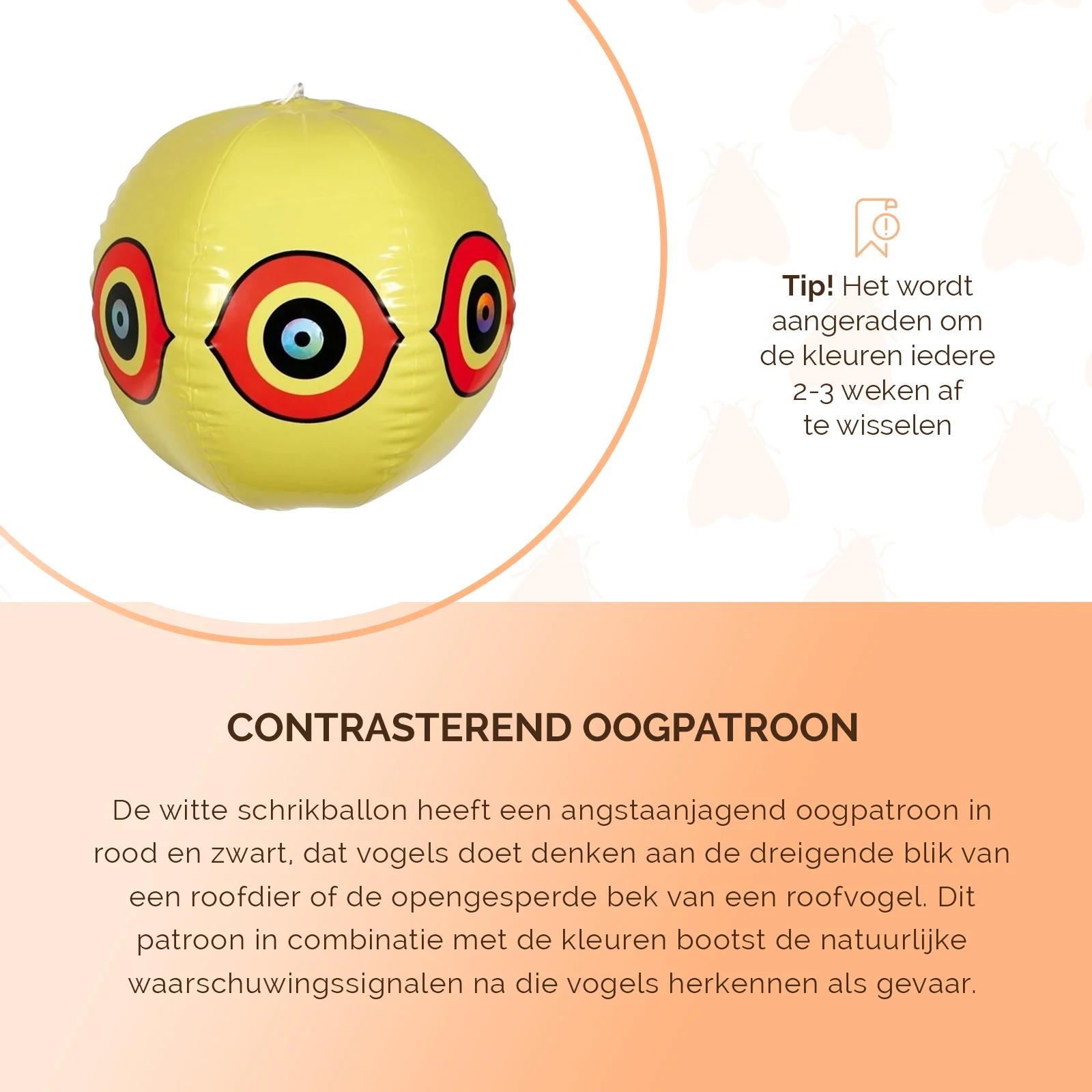 Balon de speriat păsările, cu șnur de agățare, galben, Ø 40 cm – Knock Pest - imagine 5