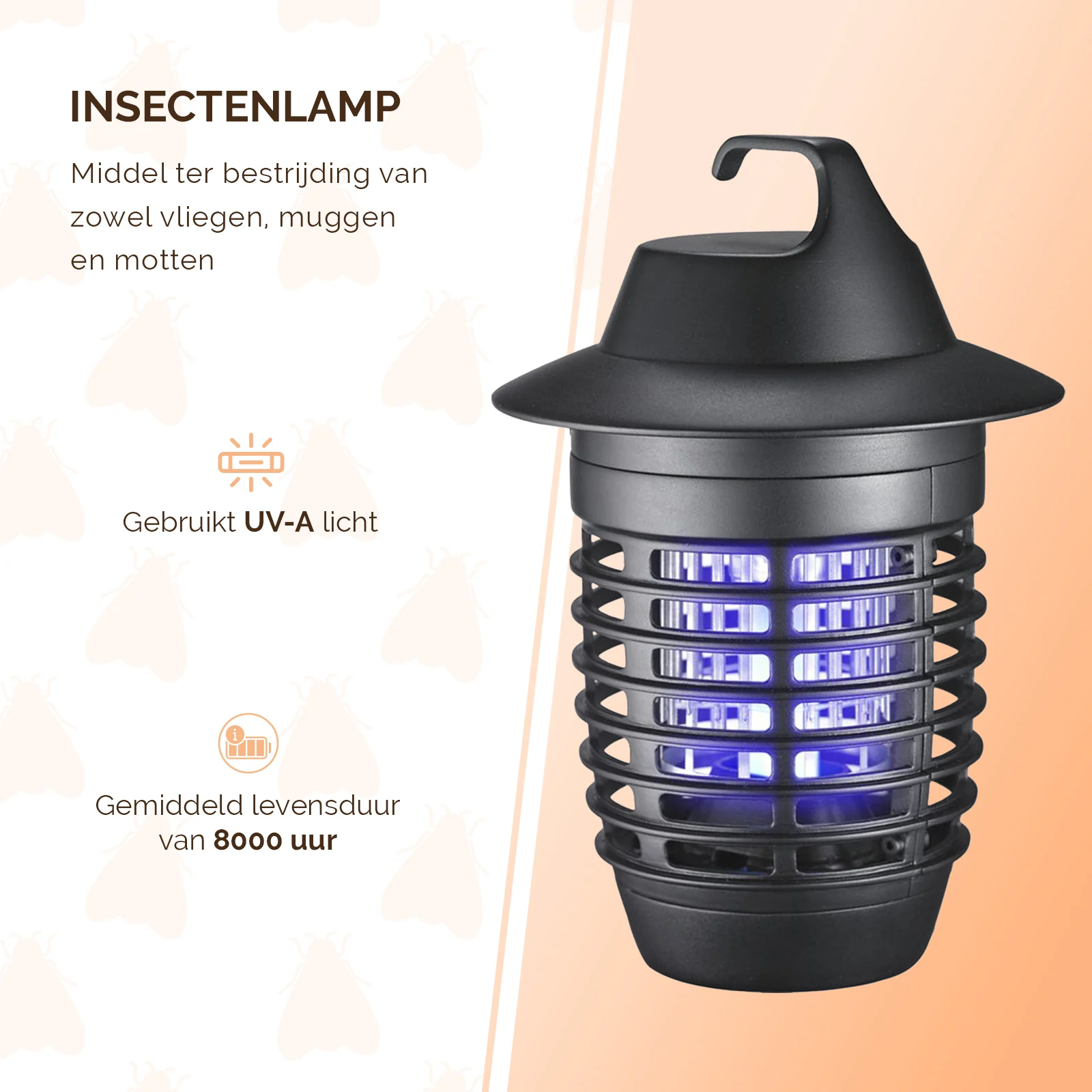 Lampă antiinsecte cu UV-A și grilaj electric, 5 W – Knock Pest Insect Killer - imagine 2