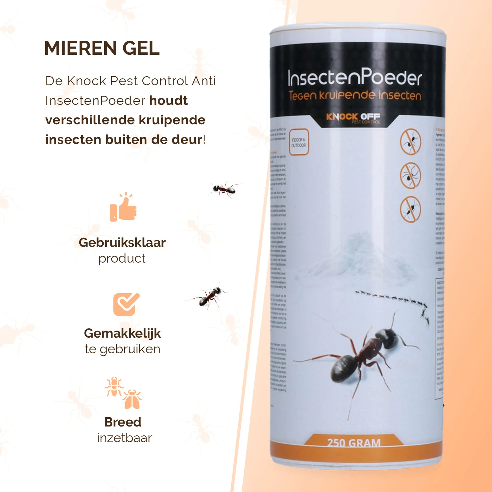 Pulbere pentru furnici în exterior și insecte târâtoare în interior, 250 g – Knock Pest - imagine 4