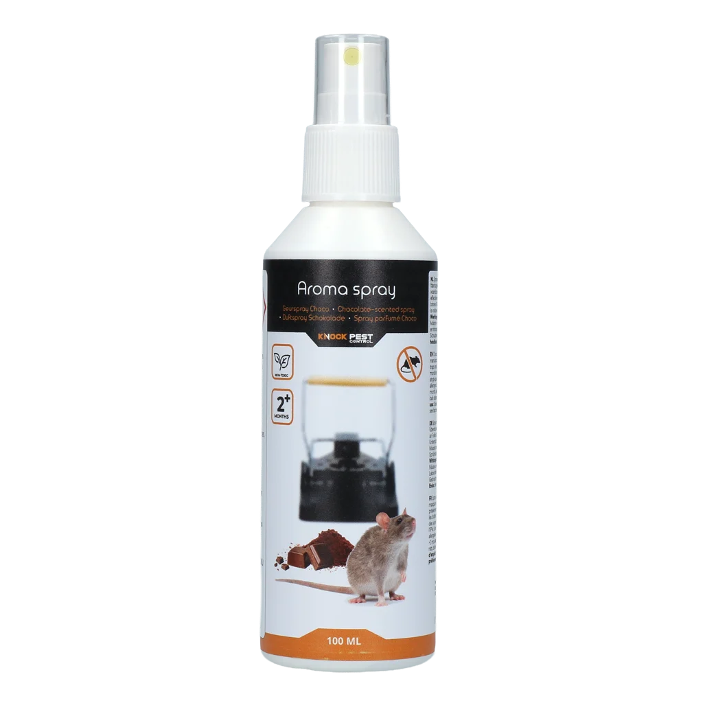KNOC00170.png Spray parfumat cu aromă de ciocolată pentru capcane, 100 ml – Knock Pest Geurspray - imagine 1