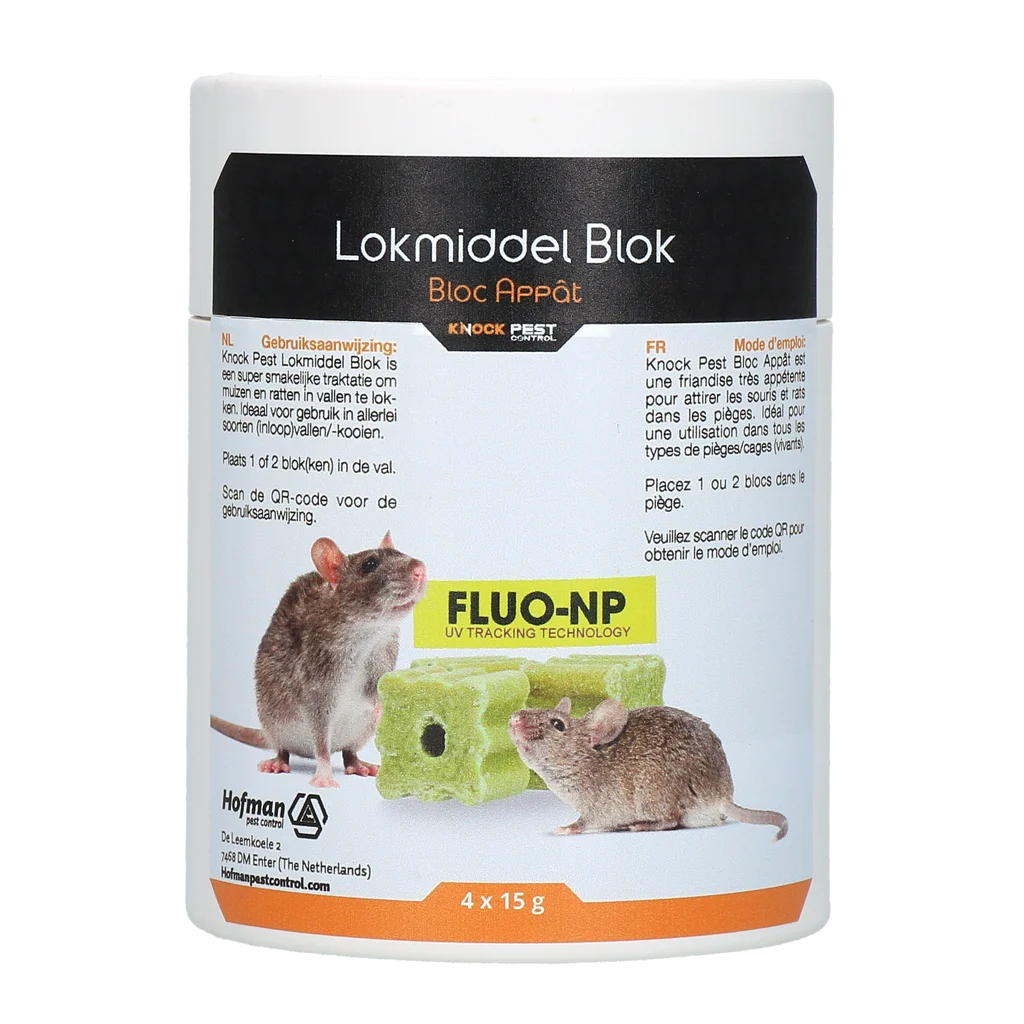 Blocuri de momeală pentru șoareci și șobolani, 4 x 15 g – Knock Pest Bloc de momeală Fluo-NP - imagine 1