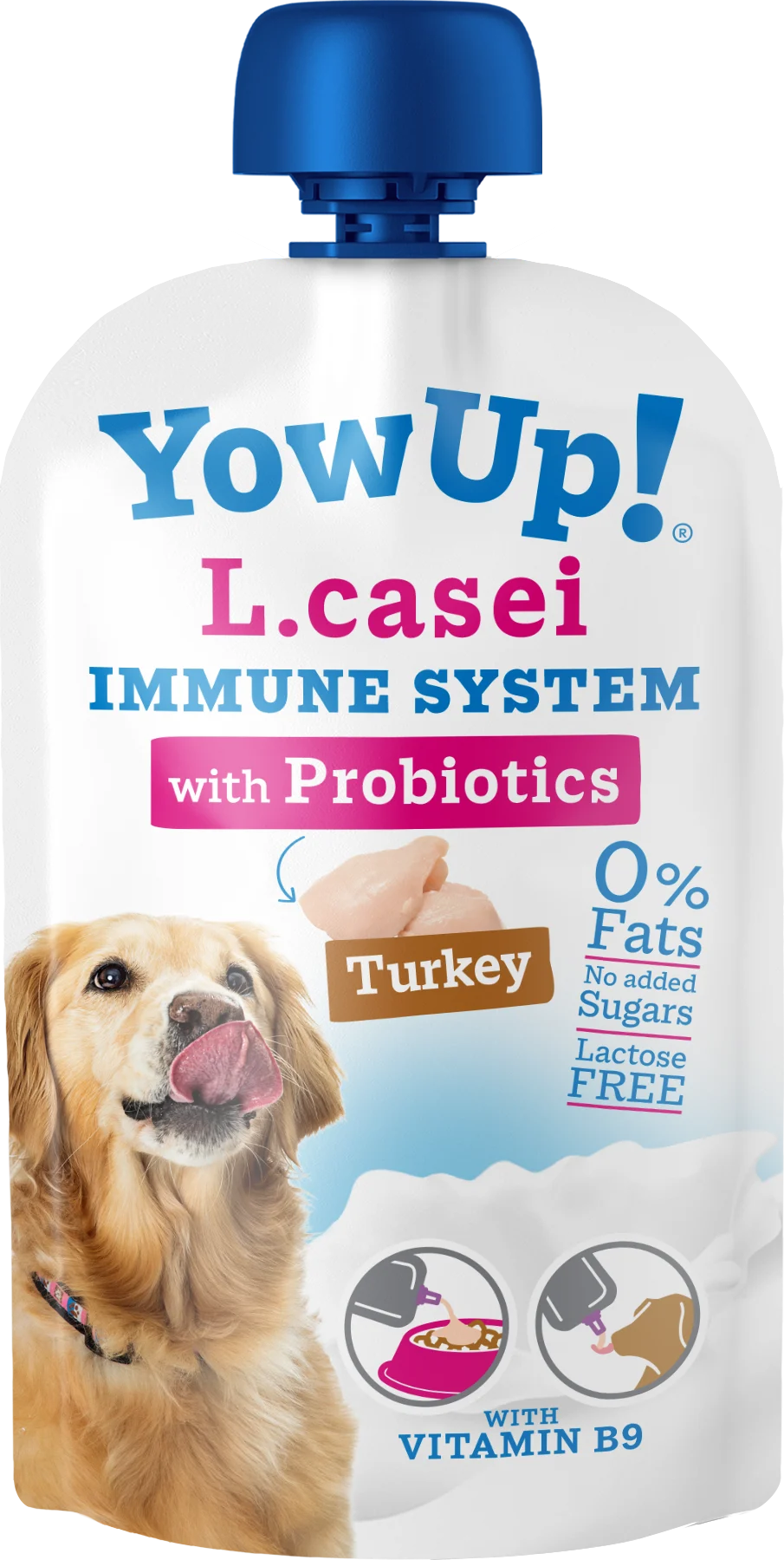 L.Casei-Pouch_Dog_HD.png Iaurt pentru câini cu probiotice și curcan, fără lactoză, 115 g – YowUp! L. Casei Immune System Turkey - imagine 1