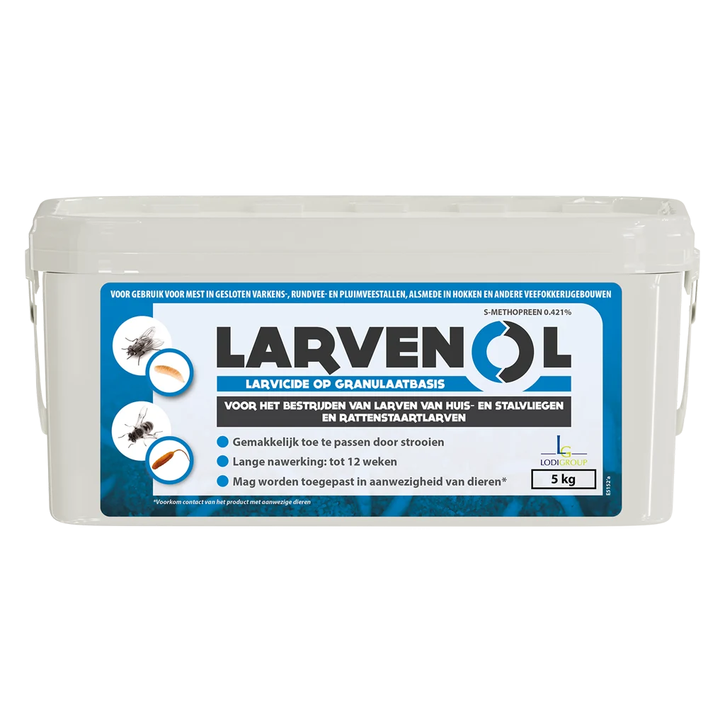 Larvicid împotriva muștelor, sub formă de granule, pentru adăposturi de bovine, 5 kg – Larvenol 4GR - imagine 1