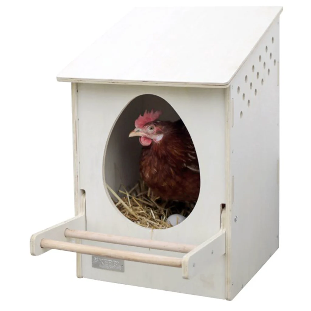Cuibar din lemn pentru găini, cu stinghie rabatabilă, dimensiuni interioare 30 x 29 cm – Kerbl - imagine 2