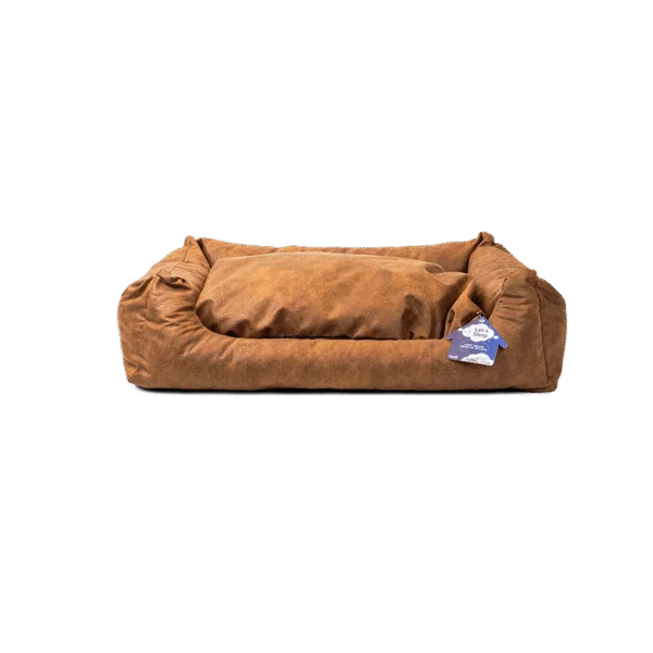 Pat pentru câini cu pernă detașabilă L, cognac – Let's Sleep Sweet Dreams