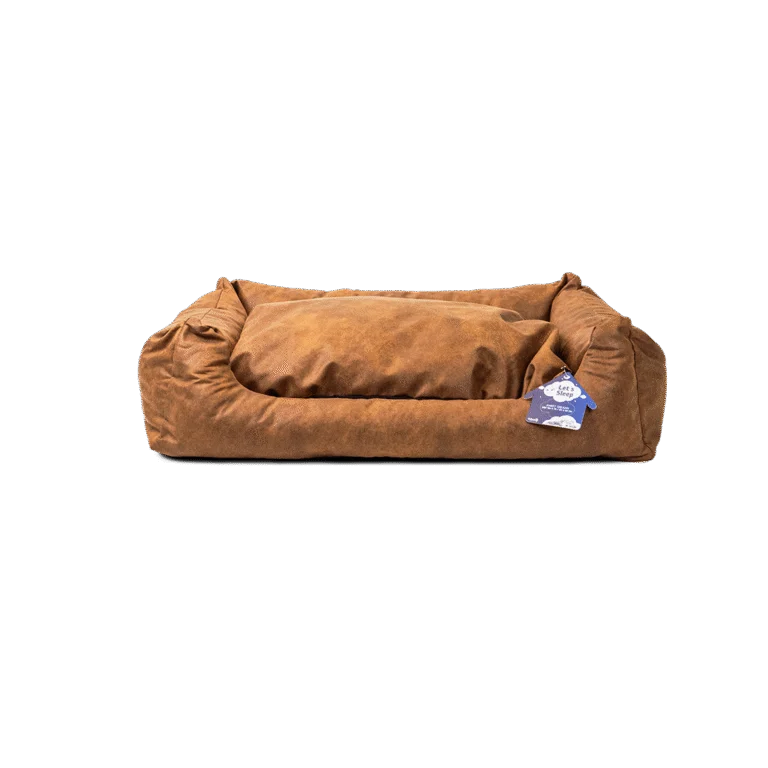 Pat pentru câini cu pernă detașabilă L, cognac – Let's Sleep Sweet Dreams
