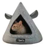 Tipi din pâslă pentru pisici, cu pernă, 50 x 45 cm, gri – Let's Sleep Pet Cave TeePee - imagine 2