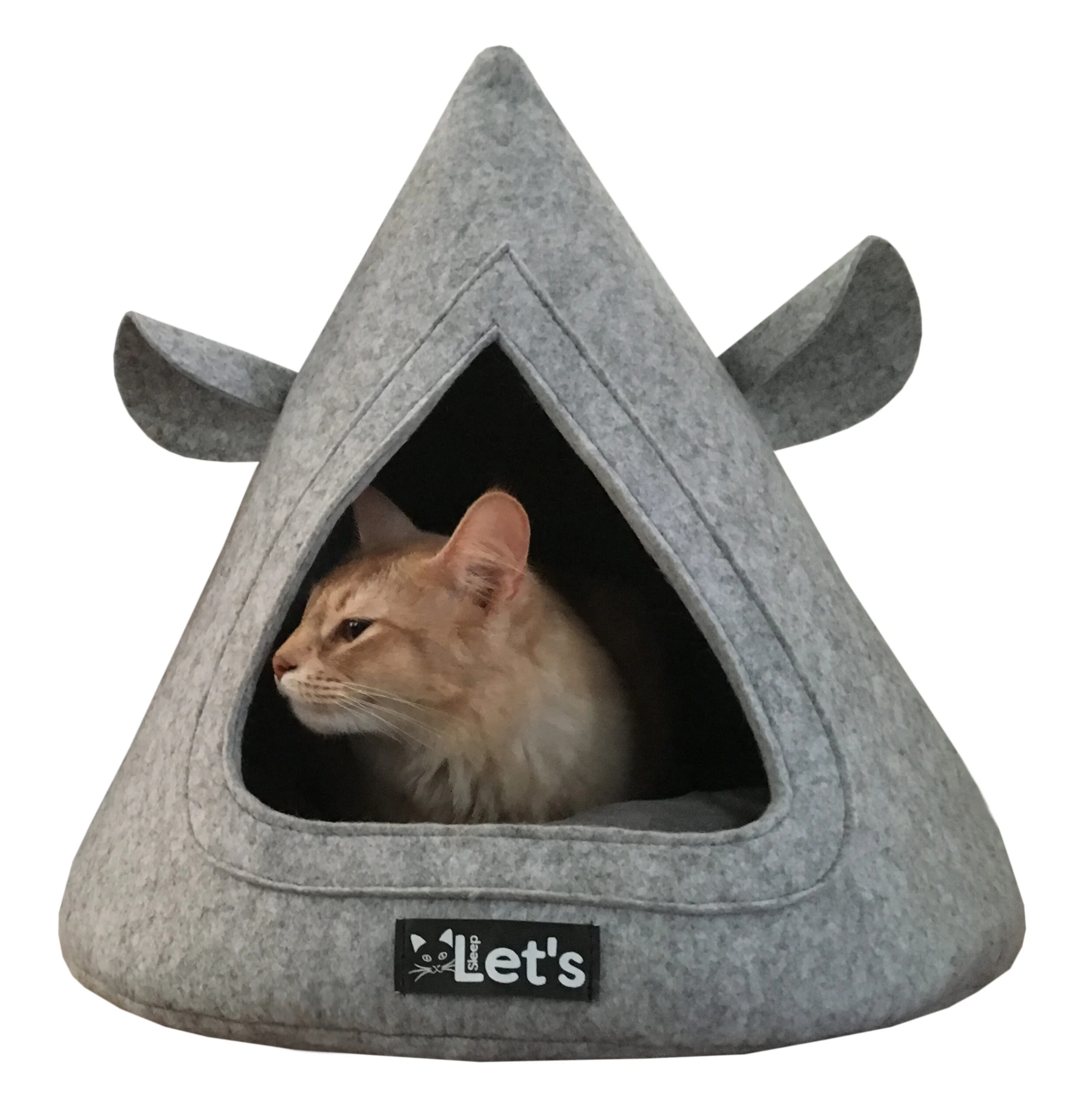 Tipi din pâslă pentru pisici, cu pernă, 50 x 45 cm, gri – Let's Sleep Pet Cave TeePee - imagine 2