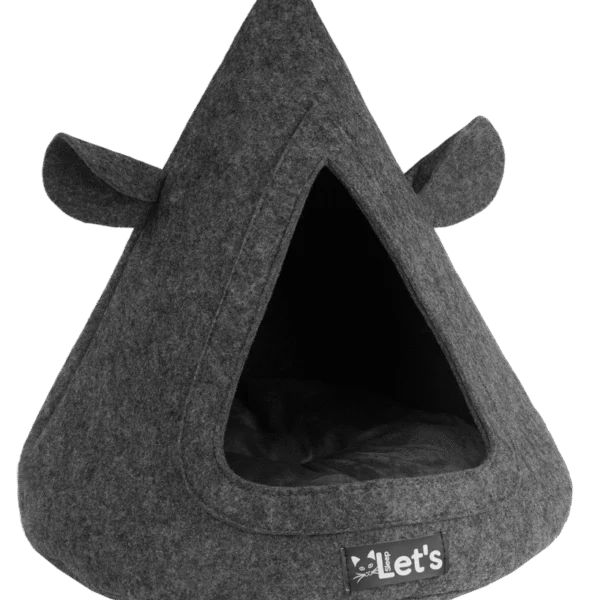 Cort pentru pisici din pâslă, cu pernă, 50 x 45 cm, antracit – Let's Sleep Pet Cave TeePee