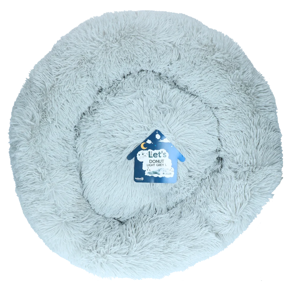 Culcuș pentru câini tip gogoașă, gri deschis L, ø 60 cm – Let's Sleep Donut - imagine 1