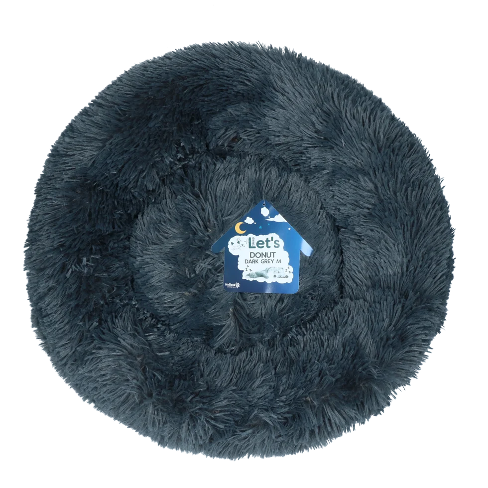 Pat pentru câini în formă de gogoașă, gri închis M, ø 50 cm – Let's Sleep Donut - imagine 1
