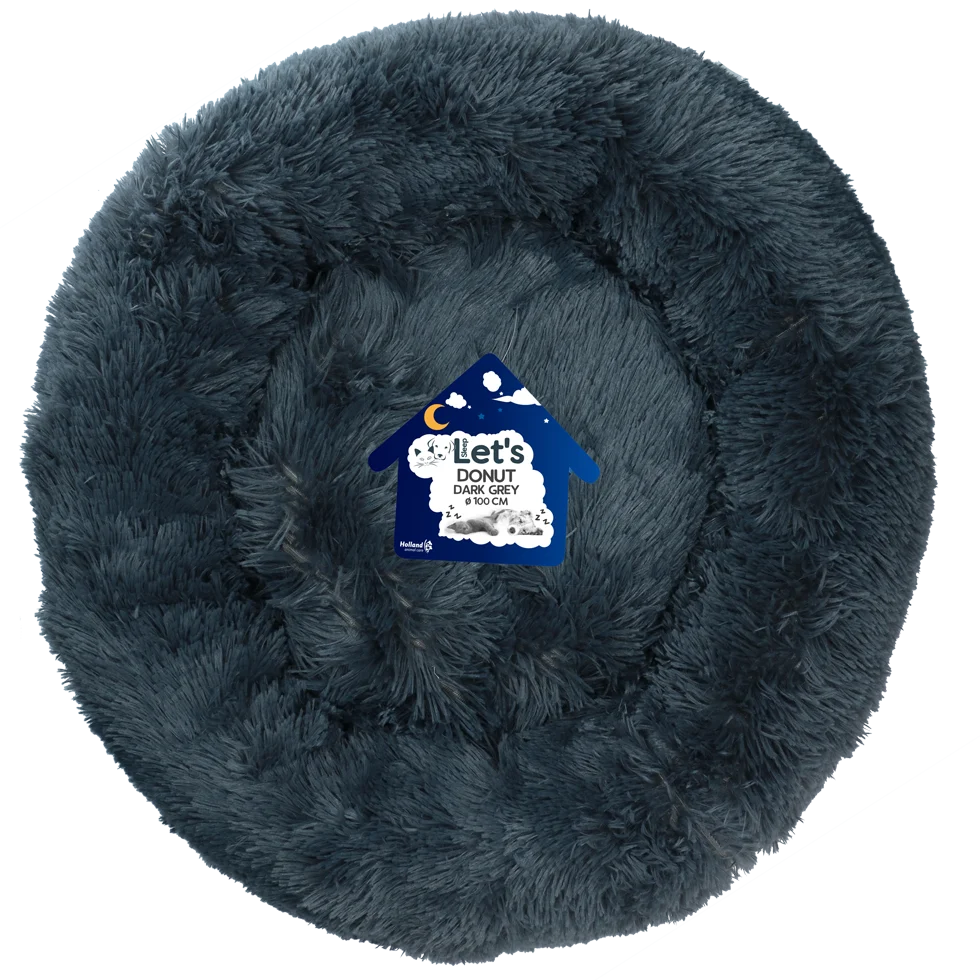 Pat rotund pentru câini, gri închis XXL, ø 100 cm – Let's Sleep Donut - imagine 1