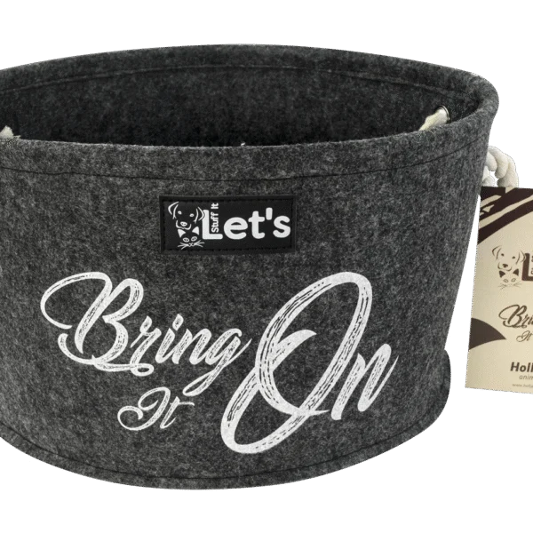 Coș de depozitare din pâslă pentru jucăriile câinelui, cu mânere, antracit, ø 36 cm – Let's Sleep Let's Stuff It Bring it On