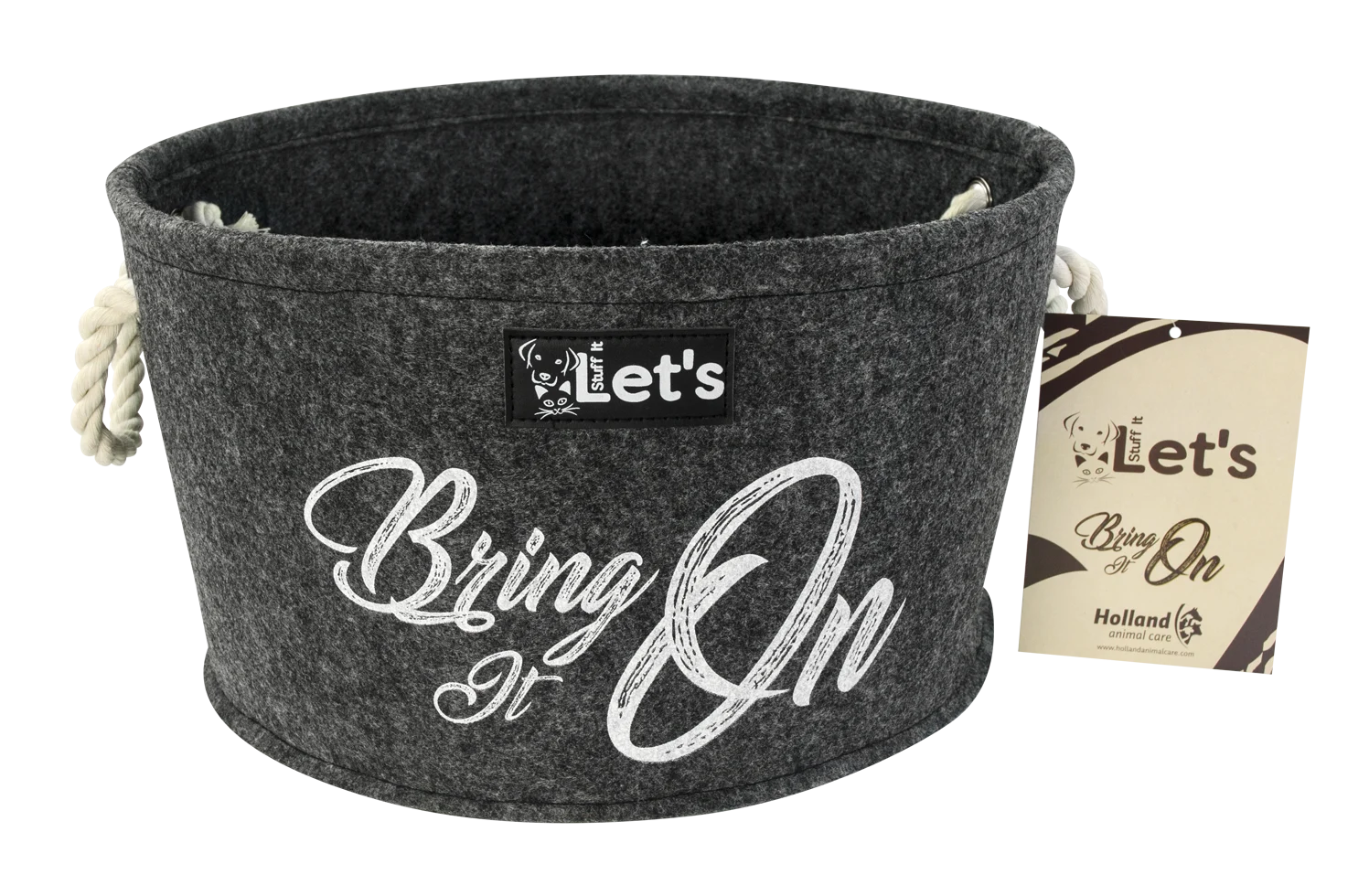 Coș de depozitare din pâslă pentru jucăriile câinelui, cu mânere, antracit, ø 36 cm – Let's Sleep Let's Stuff It Bring it On - imagine 1