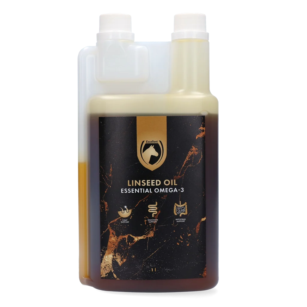 LIJN0001.png Ulei de in pentru cai, presat la rece, 1 l – Excellent Horse Linseed Oil - imagine 1