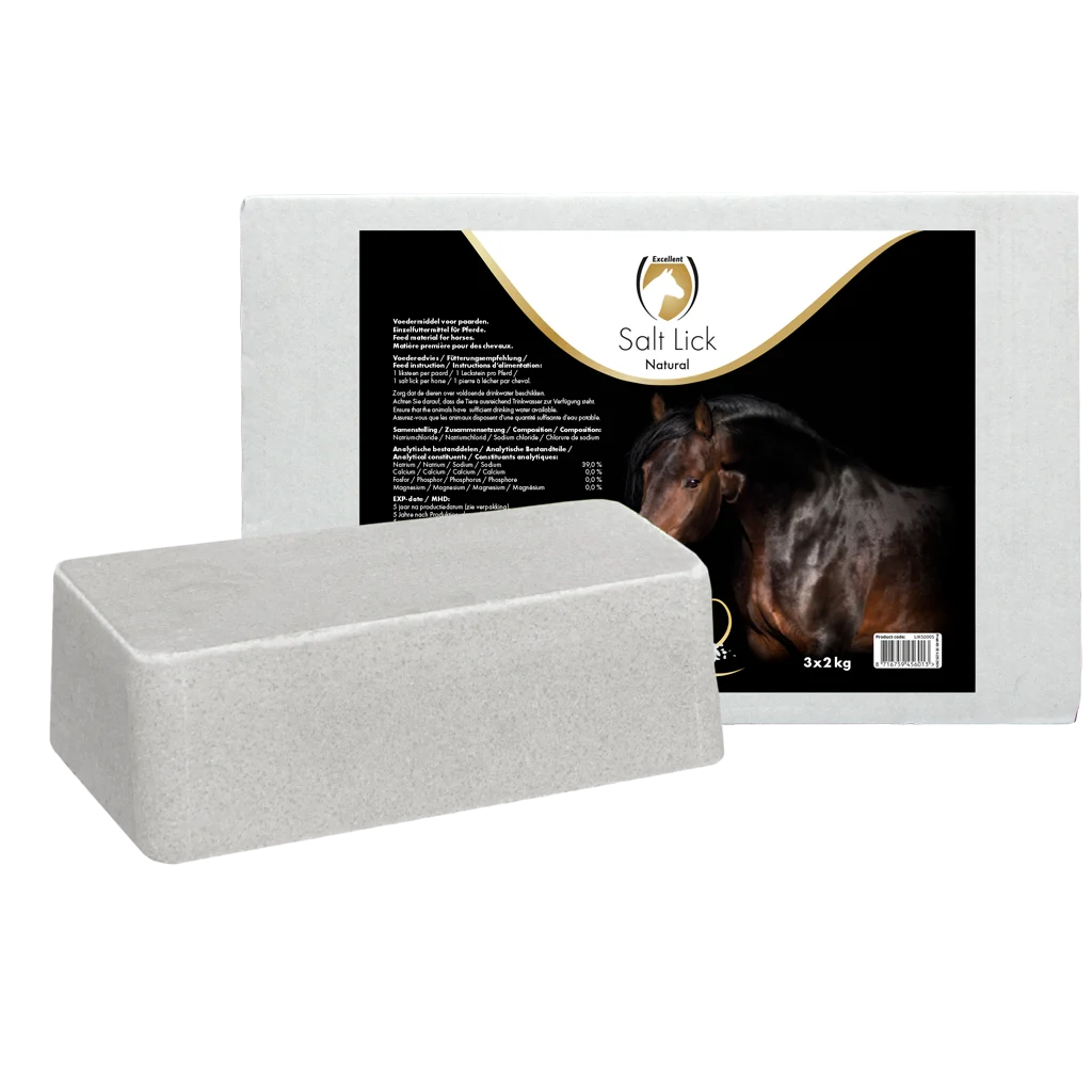 Piatră de lins din sare gemă pentru cai, 3 x 2 kg – Excellent Horse Salt Lick Naturel - imagine 1