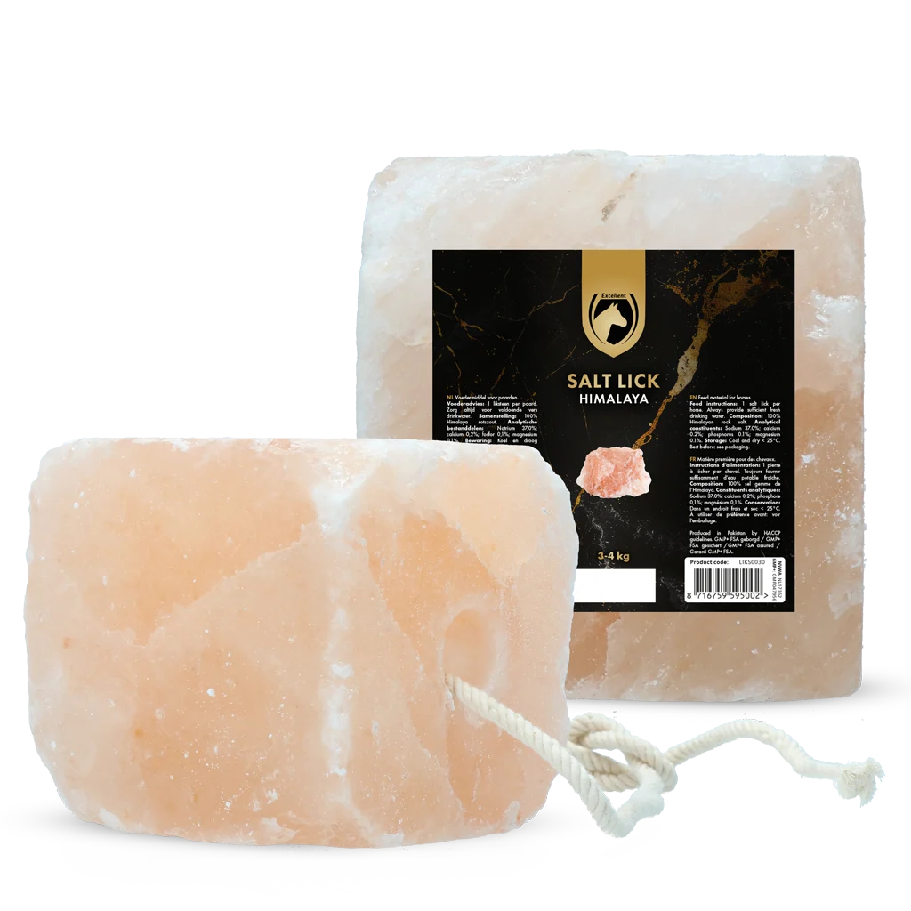 Piatră de lins din sare de Himalaya pentru cai, cu frânghie, 3 tot 4 kg – Excellent Horse Salt Lick Himalaya - imagine 1