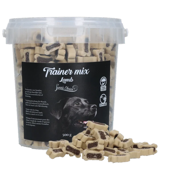 Recompense pentru dresaj cu miel, 500 g în găletușă resigilabilă – Luna's Choice Trainer Mix Lam