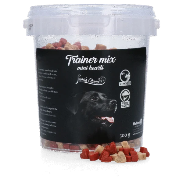 Recompense pentru dresaj cu carne și somon, inimioare mici, 500 g – Luna's Choice Trainer Mix Hartjes (klein)
