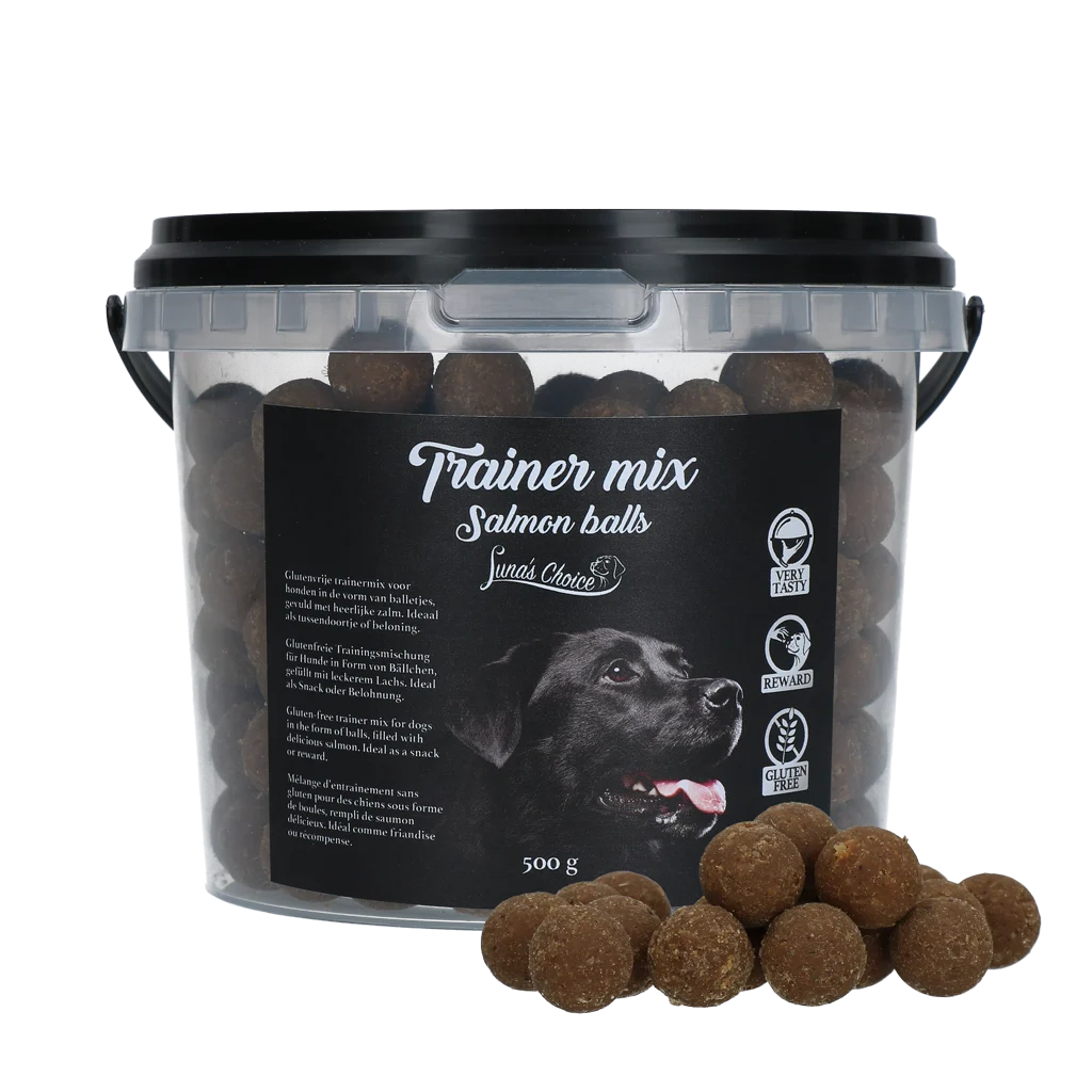 Biluțe pentru dresajul câinilor cu somon, fără cereale, 500 g – Luna's Choice Trainer Mix biluțe cu somon - imagine 1