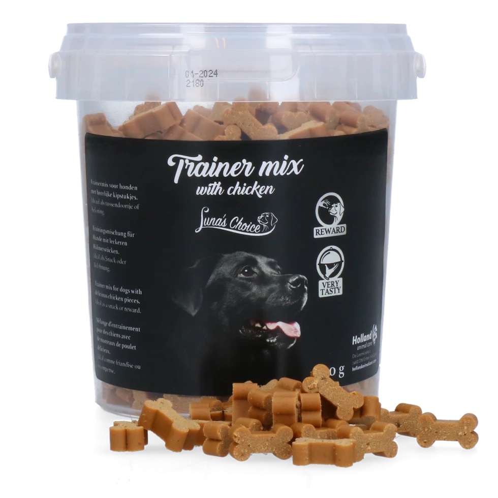 LUNA0047.png Recompense pentru dresaj cu pui, bucățele moi, 500 g – Luna's Choice Trainer Mix Kipstukjes - imagine 1