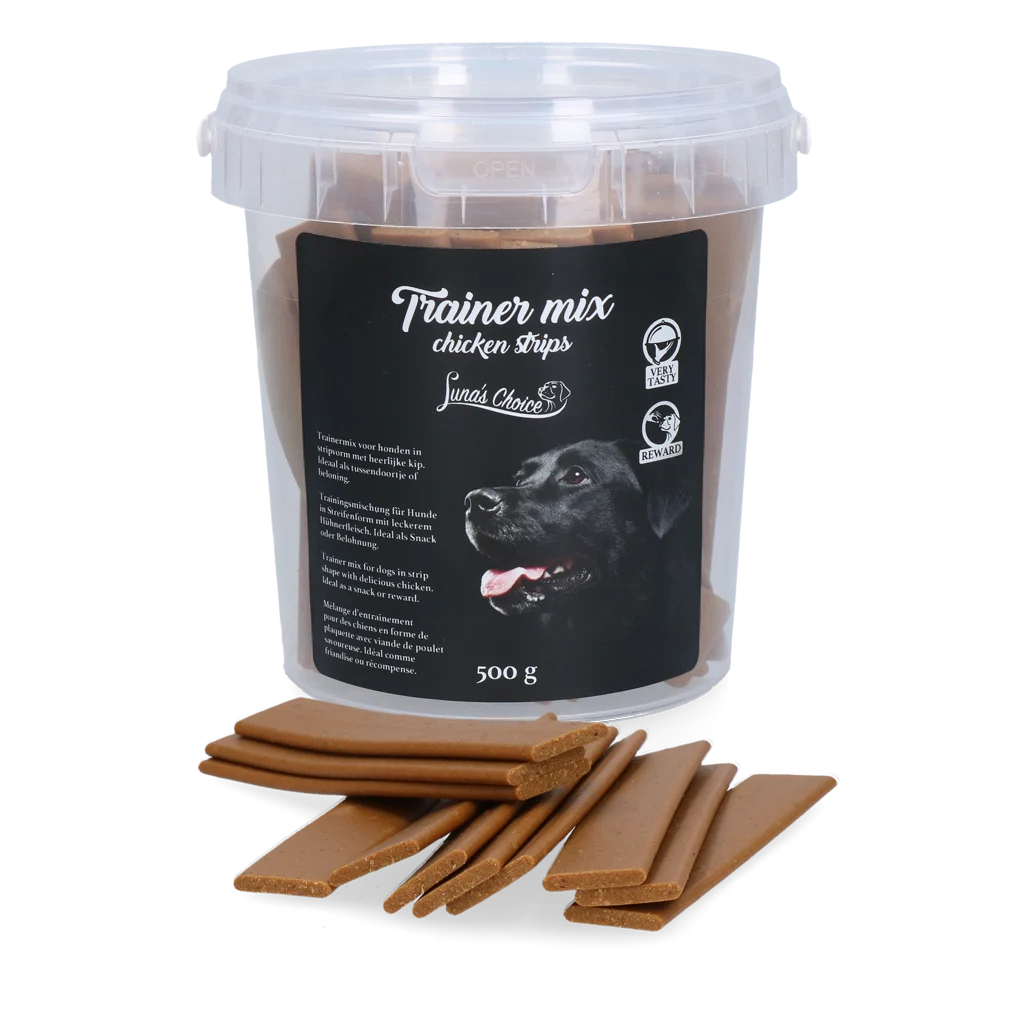 Recompense pentru dresaj cu pui, fâșii moi, 500 g – Luna's Choice Trainer Mix Chicken strips - imagine 1
