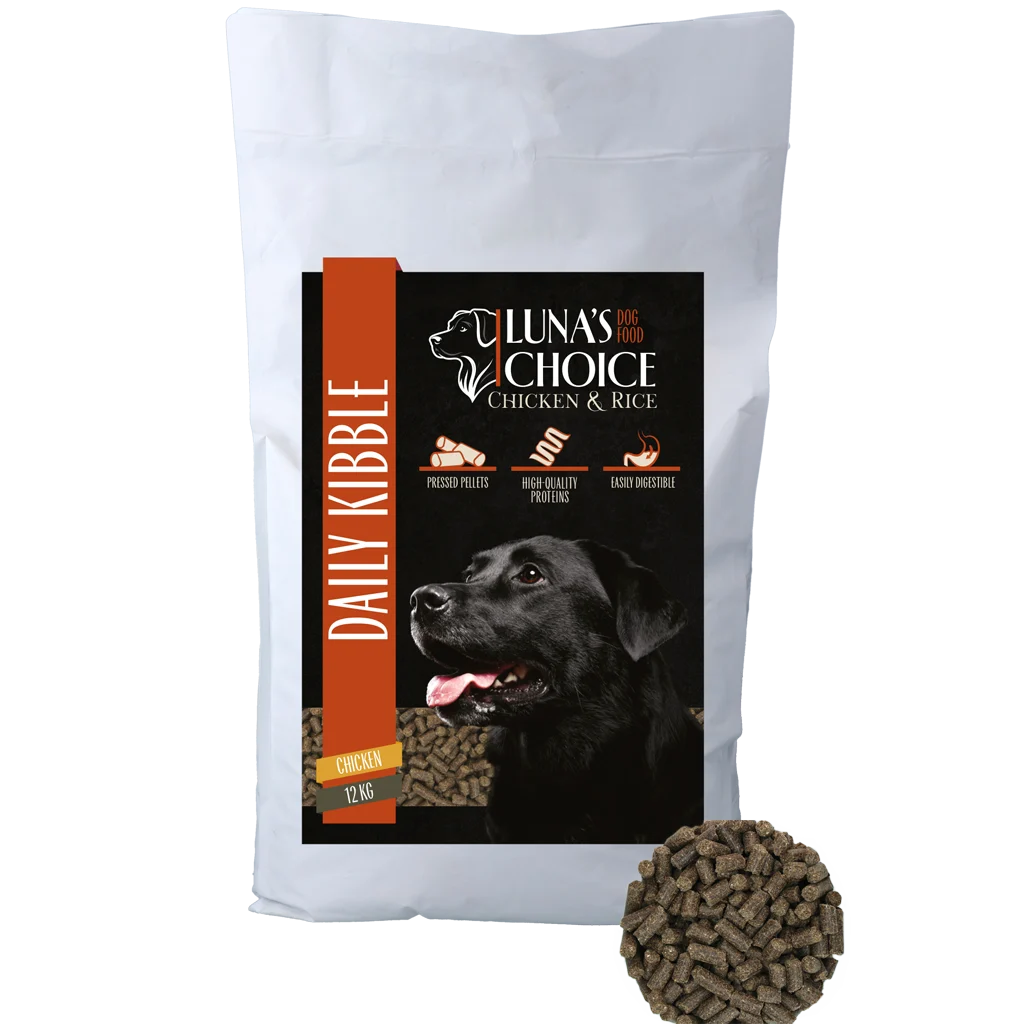 Hrană presată pentru câini cu pui și orez, 12 kg – Luna's Choice Adult Kip/Rijst - imagine 1