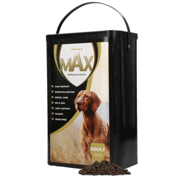 Hrană fără cereale pentru câini, cu somon, 10 kg – Max Adult