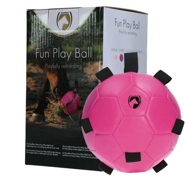 Minge de joacă pentru cai cu benzi elastice, 19 cm, roz – Excellent Horse Fun Play Ball