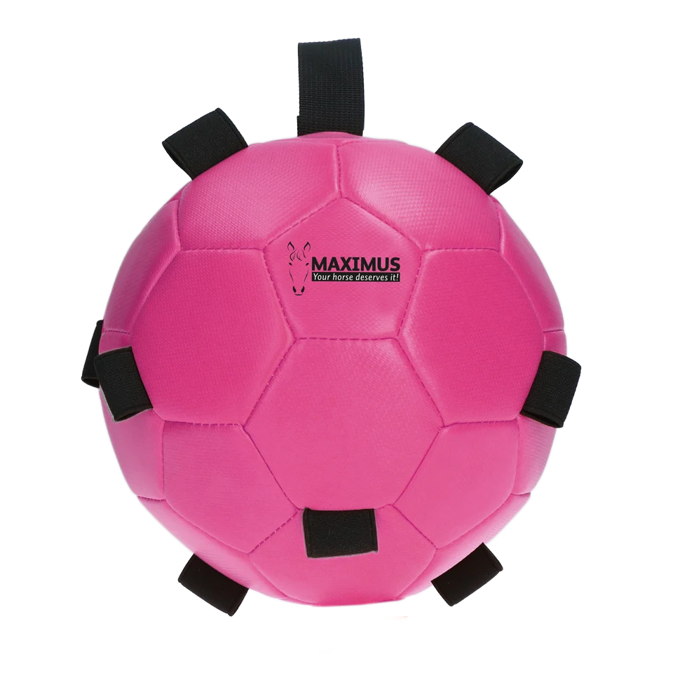 Minge de joacă pentru cai cu benzi elastice, 19 cm, roz – Excellent Horse Fun Play Ball - imagine 2
