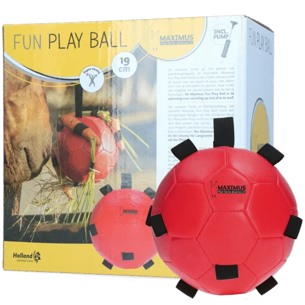 Minge de joacă pentru cai cu elastice, 19 cm, roșie – Excellent Horse Fun Play Ball