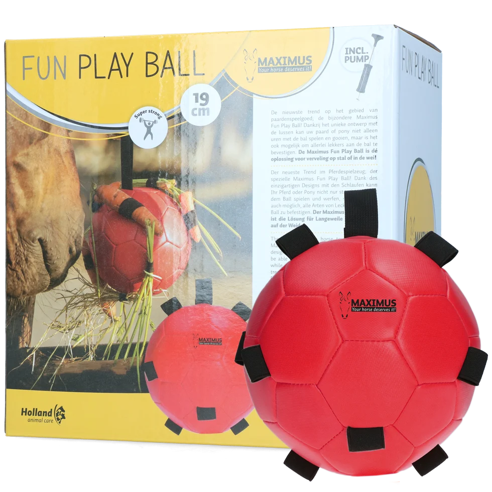 Minge de joacă pentru cai cu elastice, 19 cm, roșie – Excellent Horse Fun Play Ball - imagine 1