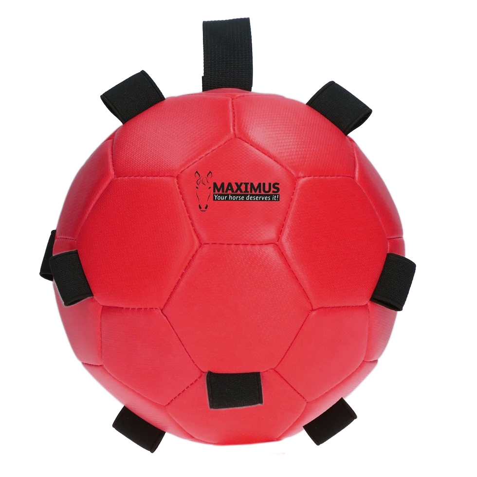 Minge de joacă pentru cai cu elastice, 19 cm, roșie – Excellent Horse Fun Play Ball - imagine 2