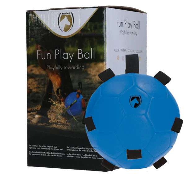 Minge de joacă pentru cai cu elastice, 19 cm, albastră – Excellent Horse Fun Play Ball