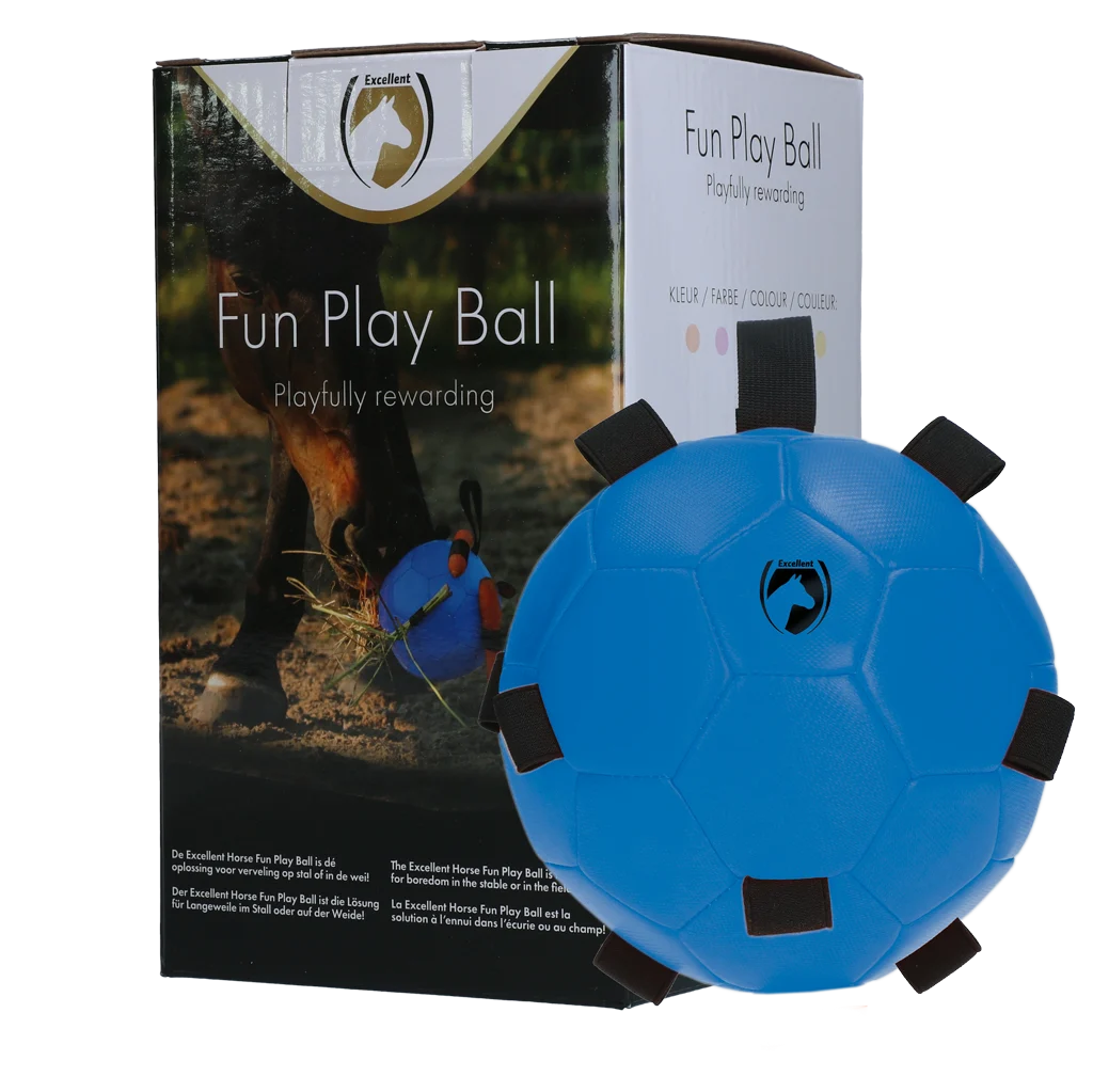 Minge de joacă pentru cai cu elastice, 19 cm, albastră – Excellent Horse Fun Play Ball - imagine 1