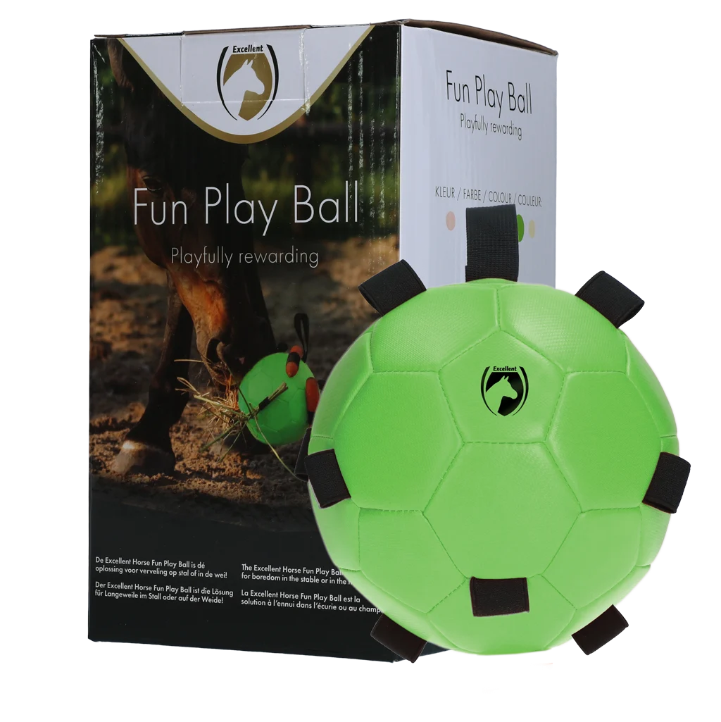 Minge de joacă pentru cai cu benzi elastice, 19 cm, verde – Excellent Horse Fun Play Ball - imagine 1